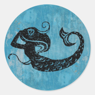 Sticker Rond Worn Mermaid