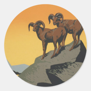 Sticker Rond WPA Parcs nationaux Vintages Voyage faune