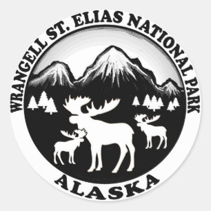Sticker Rond Wrangell St. Elias Nat Park Cercle d'orignaux de l