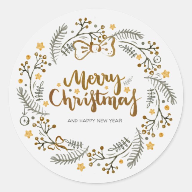 Sticker Rond Wreath de Noël (Devant)