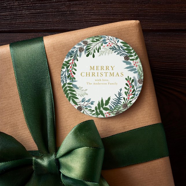 Sticker Rond Wreath de Noël (Créateur téléchargé)