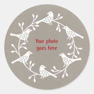 Sticker Rond Wreath d'oiseaux Photo moderne Scandi