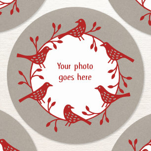 Sticker Rond Wreath d'oiseaux Photo moderne Scandi