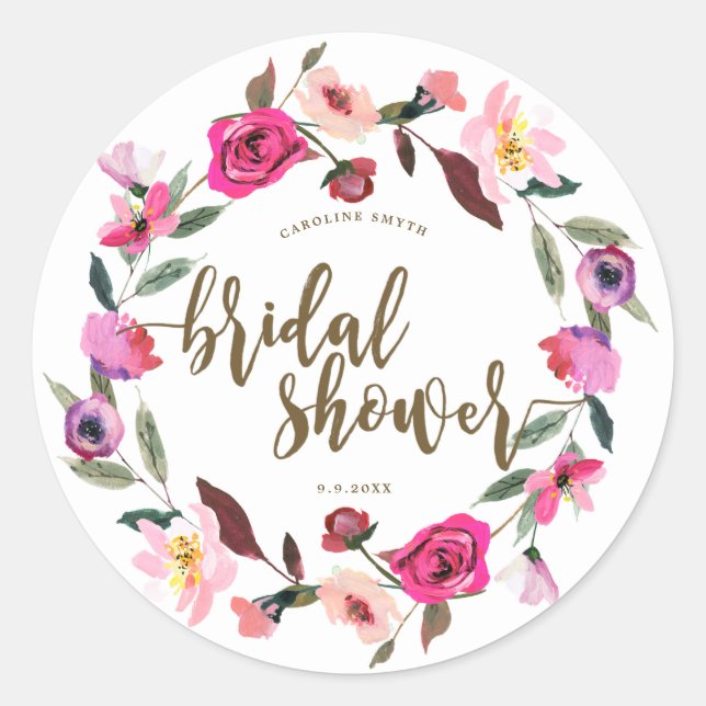 Sticker Rond wreath rose fleurie douche nuptiale favorise autoc (Devant)