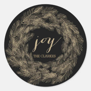 STICKER ROND WREATING FOLIAGE HIVER STYLISH HOLIDAY CADEAUX T