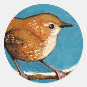 STICKER ROND WREN IN OIL PASTEL