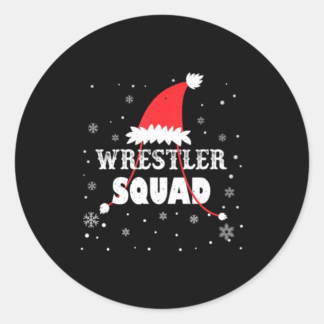 Sticker Rond Wrestler Squad Christmas Wrestling Matching Xmas  (Devant)