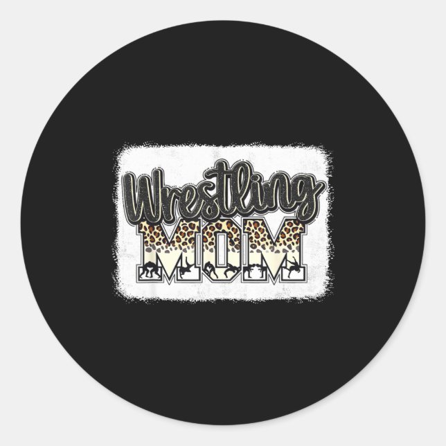 Sticker Rond Wrestling Mom Leopard Mother Mama Wrestl Wrestler  (Devant)
