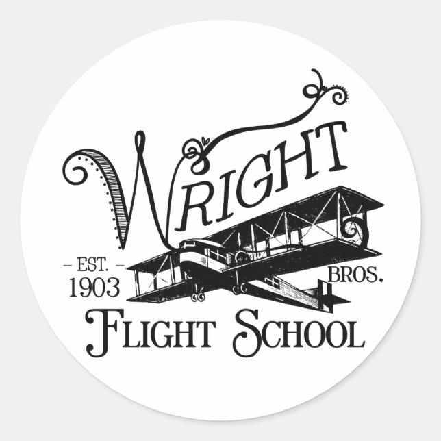 Sticker Rond Wright Bros École de pilotage (Devant)