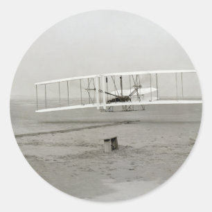 Sticker Rond Wright Brothers Flyer First Plane Flight Aviation