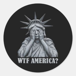 Sticker Rond Wtf America_ Anti-Trump Politique Et Démocratie