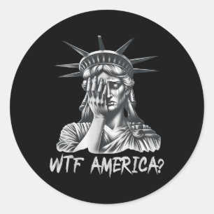 Sticker Rond Wtf America_ Anti-Trump Politique Et Démocratie
