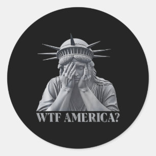 Sticker Rond Wtf America_ Anti-Trump Politique Et Démocratie