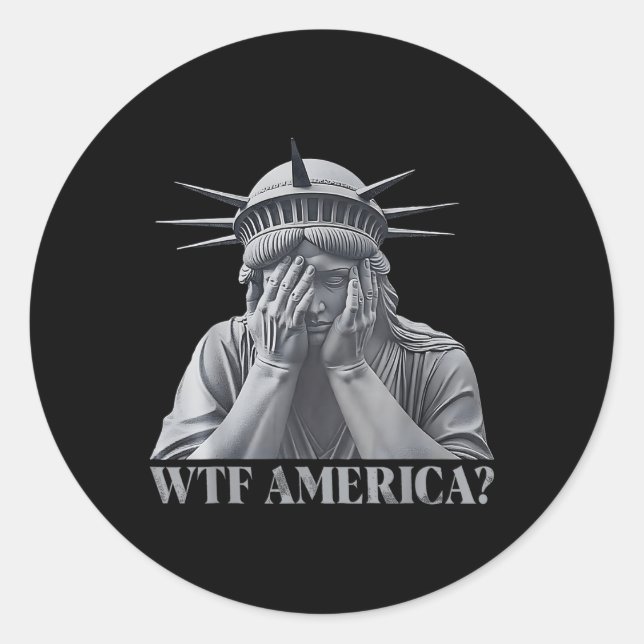 Sticker Rond Wtf America_ Anti-Trump Politique Et Démocratie (Devant)