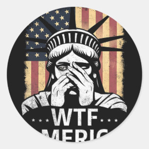 Sticker Rond Wtf Amérique Anti-trump Etats-Unis Politique Et Dé