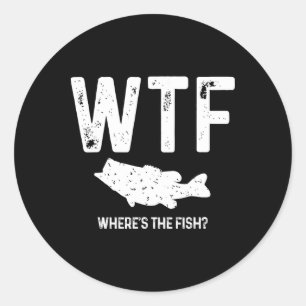 Sticker Rond Wtf Où est le poisson à grande bouche B Funny Fish