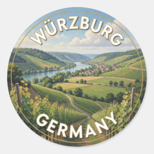 Sticker Rond Würzburg Allemagne Paysage Scénique Franconien