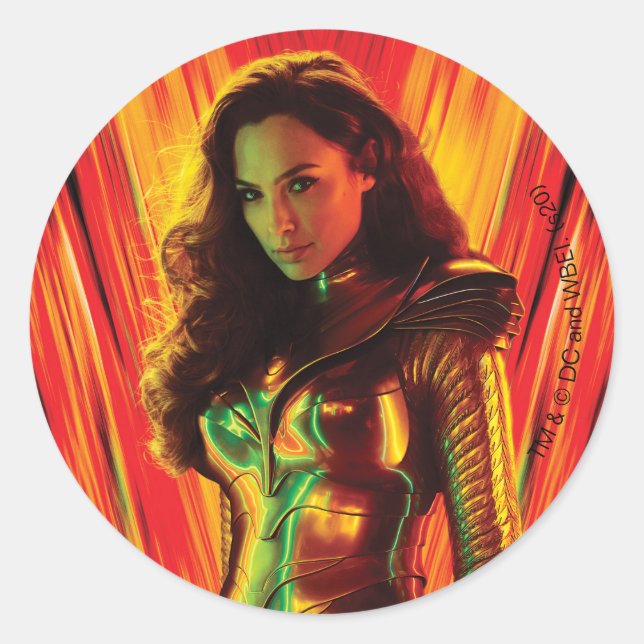 Sticker Rond WW84 | Rouge-Orange Wonder Woman Kaleidoscope (Devant)