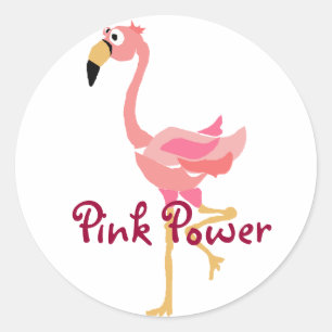 Sticker Rond WW - Drôle Flamant rose dessin d'art primitif