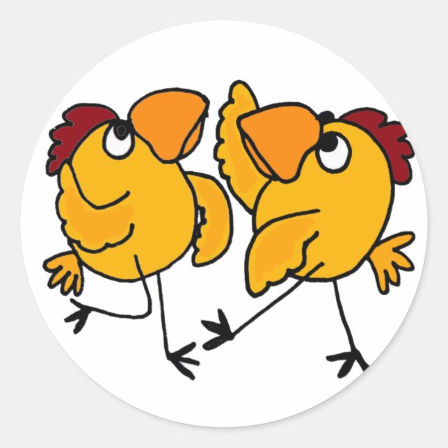 Sticker Rond WX - Danser un dessin sur le poulet (Devant)