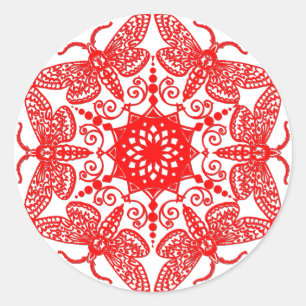 Sticker Rond Wycinanka Moth Motif