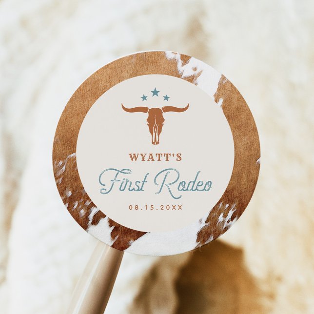 Sticker Rond WYNONA Premier Rodéo Cowboy fête d'anniversaire (Créateur téléchargé)