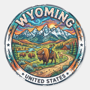 Sticker Rond Wyoming