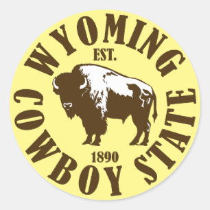 Sticker Rond Wyoming, État Cowboy