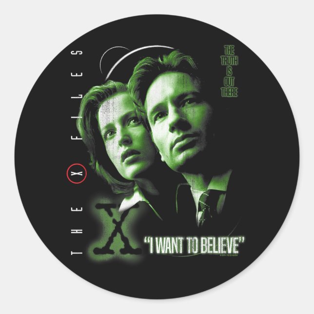 Sticker Rond X-Files Je veux croire (Devant)
