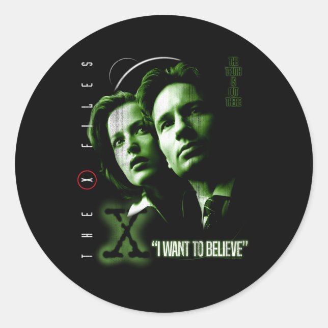 Sticker Rond X-Files Je Veux Croire (Devant)