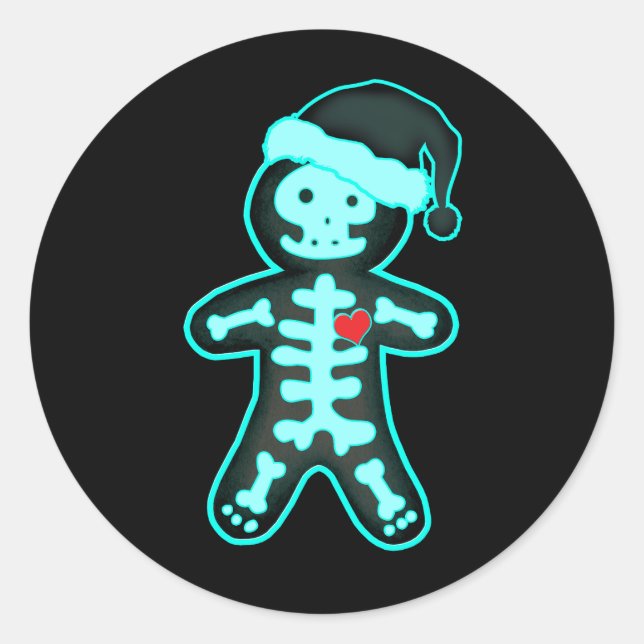 Sticker Rond X-Ray Gingerbread Homme Skeleton Christmas Nurse X (Devant)