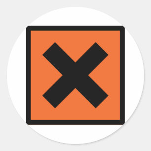 Sticker Rond x signe toxique chimiste