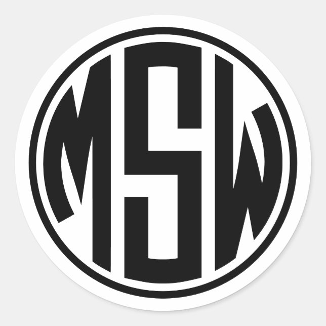 Sticker Rond XClassic Vine Script 3 Monagram initial do-it-your (Devant)