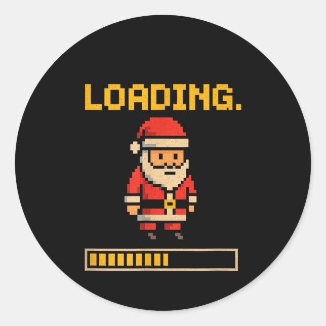 Sticker Rond Xel Santa Loading Retro Christmas Gamer Shirt  (Devant)