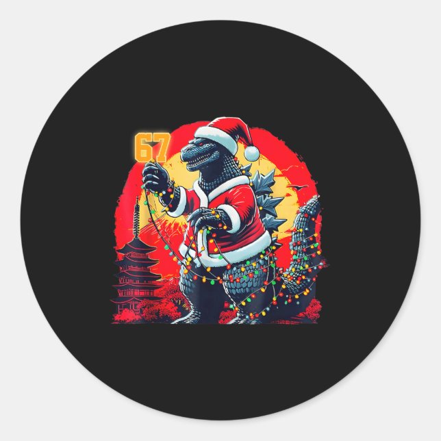 Sticker Rond Xmas Christmas Santazilla 67 Funny Holiday Monster (Devant)