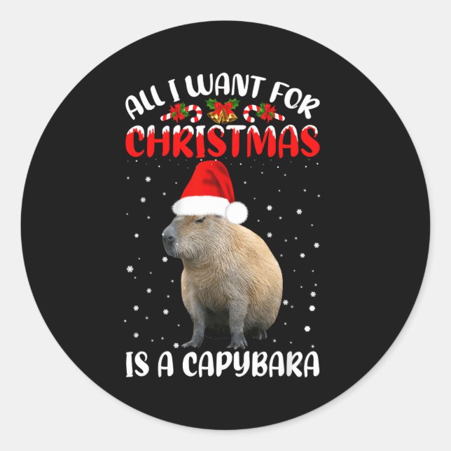 Sticker Rond Xmas Lighting Santa All I Want For Christmas Is A  (Devant)