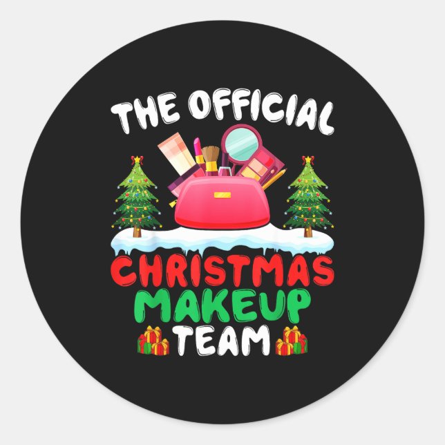 Sticker Rond Xmas Makeup Artist Team - Beautician Cosmetologist (Devant)