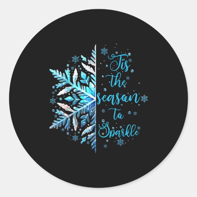 Sticker Rond Xmas Snowflake Tis The Season Cozy Season Merry Ch (Devant)