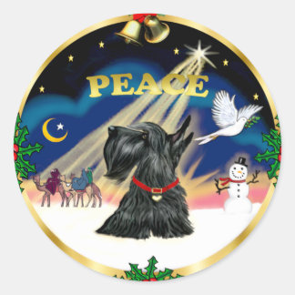Sticker Rond Xmas Sunrise (R) - Scottish Terrier