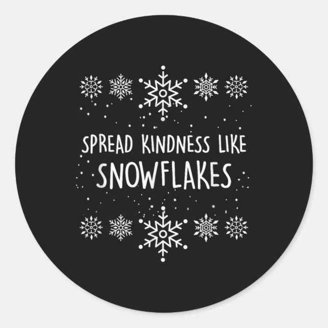 Sticker Rond Xmas Themed Spread Kindness Like Snowflakes Merry  (Devant)