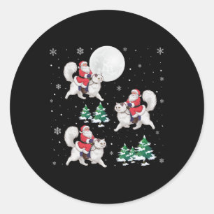 Sticker Rond Xmas Tree Père Noël équitation Perse Chat drôle No
