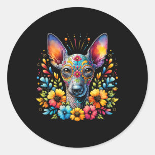 Sticker Rond Xoloitzcuintli Chien Sugar Crâne Cinco De Mayo Mex