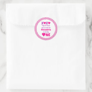 Sticker Rond XOXO Embrasse et embrasse 1er anniversaire