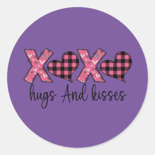 Sticker Rond Xoxo Hugs and Kisses
