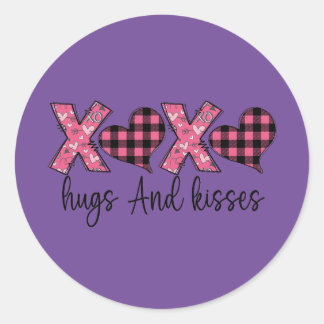 Sticker Rond Xoxo Hugs and Kisses