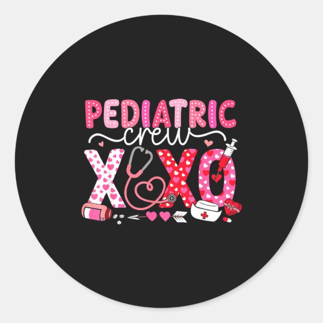 Sticker Rond Xoxo Nurse Pediatric Crew Nurse Valentine Leopard  (Devant)