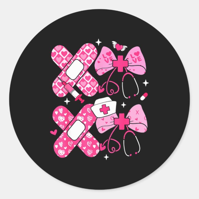 Sticker Rond Xoxo Nurse Valentines Day Stethoscope Valentine Nu (Devant)