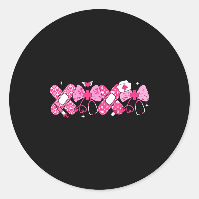 Sticker Rond Xoxo Nurse Valentines Day Stethoscope Valentine Nu (Devant)