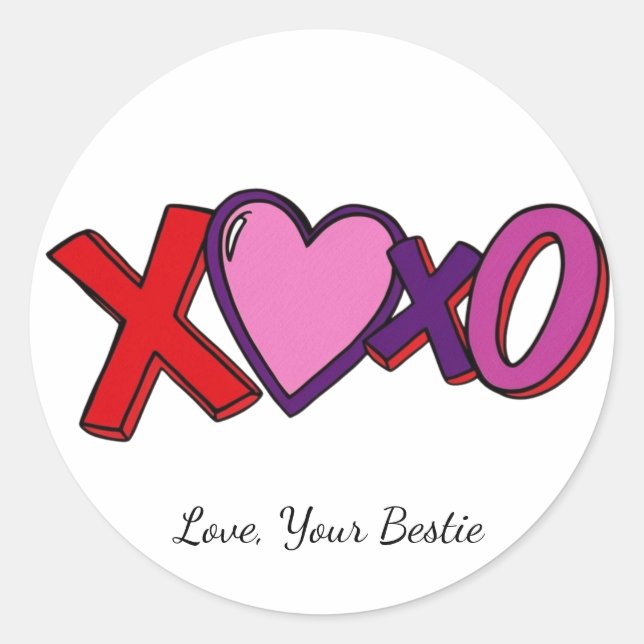 Sticker Rond XOXO Print sticker,Valentines Day  (Devant)