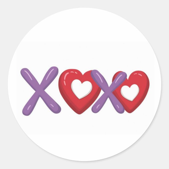 Sticker Rond XOXO Print sticker,Valentines Day  (Devant)